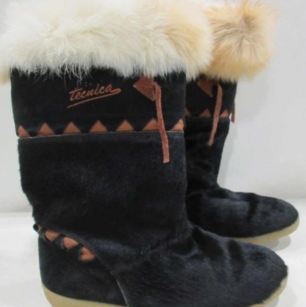 Black Tecnica Calf Hair/Fur Boots - made in Italy